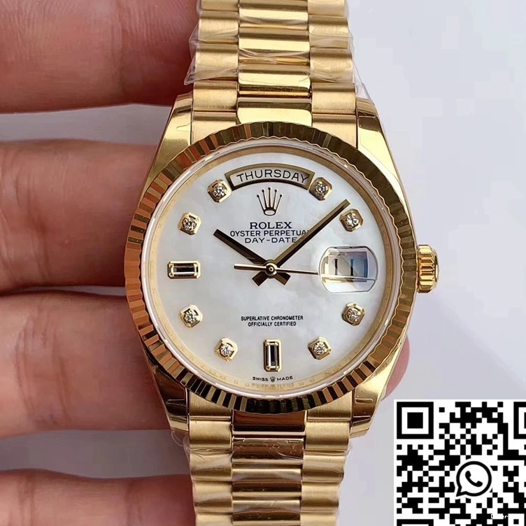 Factory Diamond M128238 White Day-Date Time EW Dial Rolex Scale 0331